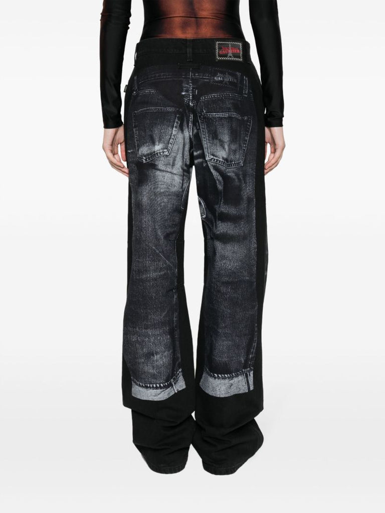 Black Trompe L'oeil-print Jeans
