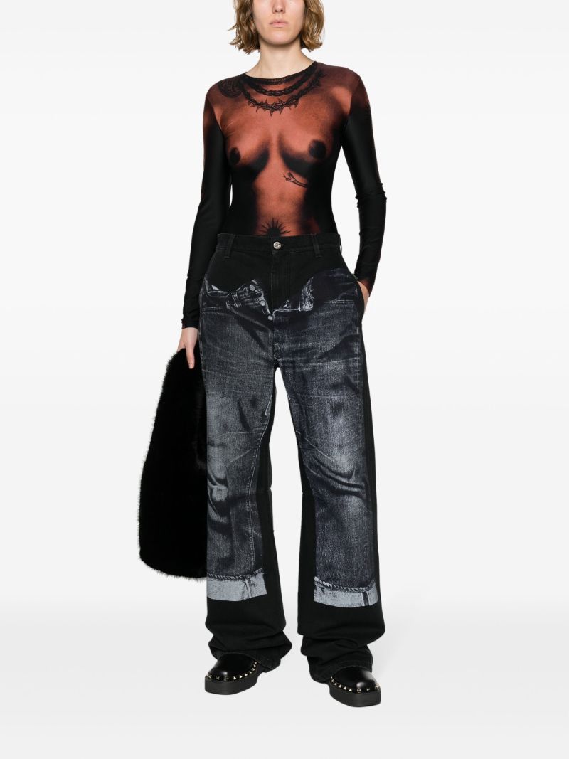 Black Trompe L'oeil-print Jeans