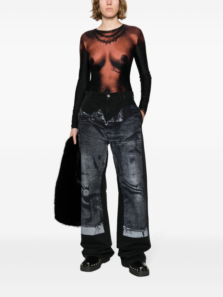 Black Trompe L'oeil-print Jeans