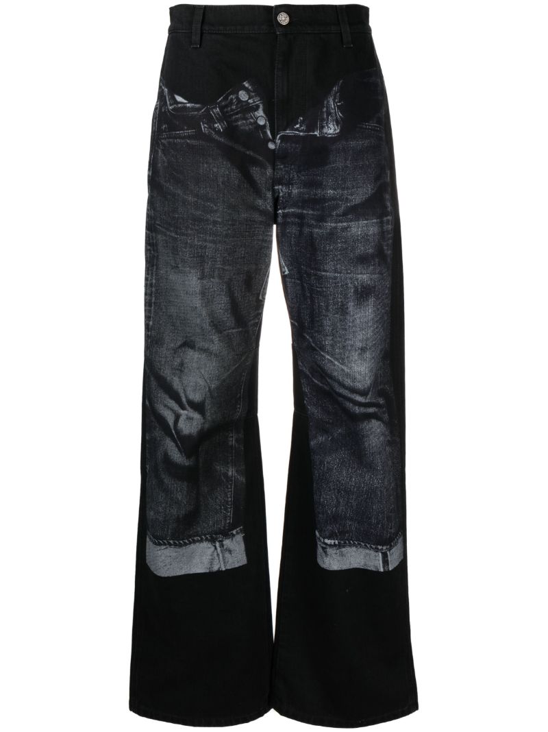 Black Trompe L'oeil-print Jeans