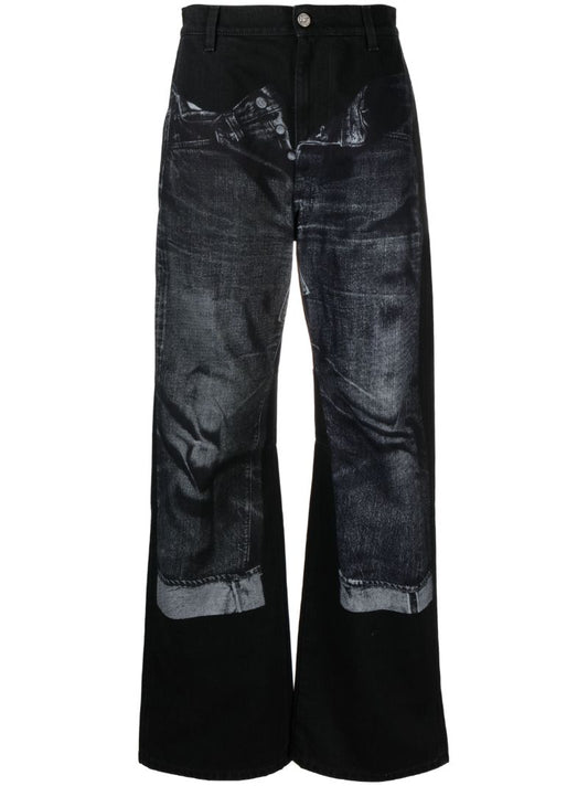 Black Trompe L'oeil-print Jeans