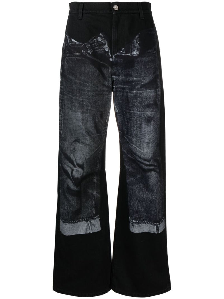 Black Trompe L'oeil-print Jeans