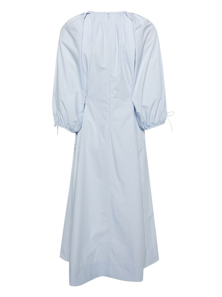 Blue Puff Sleeved A-line Dress