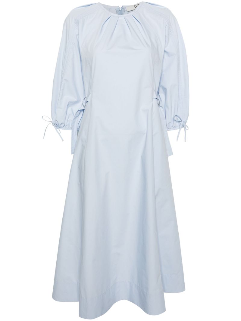 Blue Puff Sleeved A-line Dress