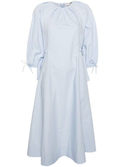 Blue Puff Sleeved A-line Dress