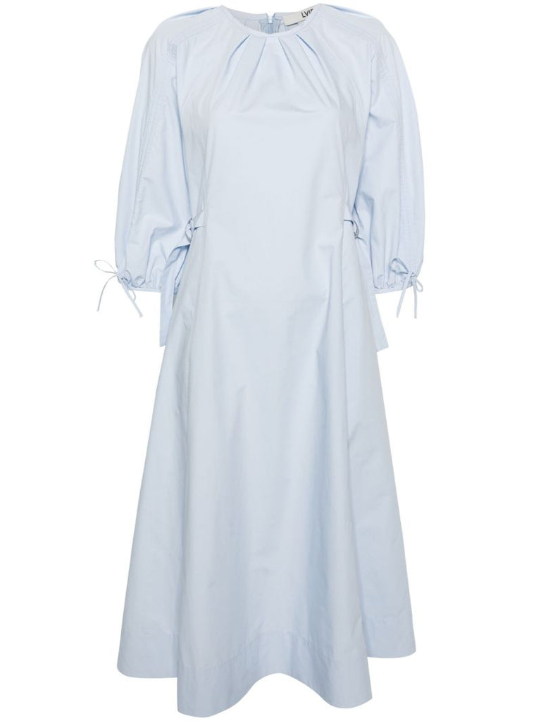 Blue Puff Sleeved A-line Dress