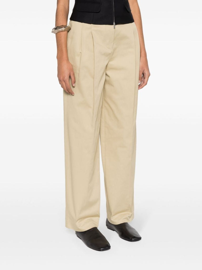 Neutral Straight-leg Cotton Trousers