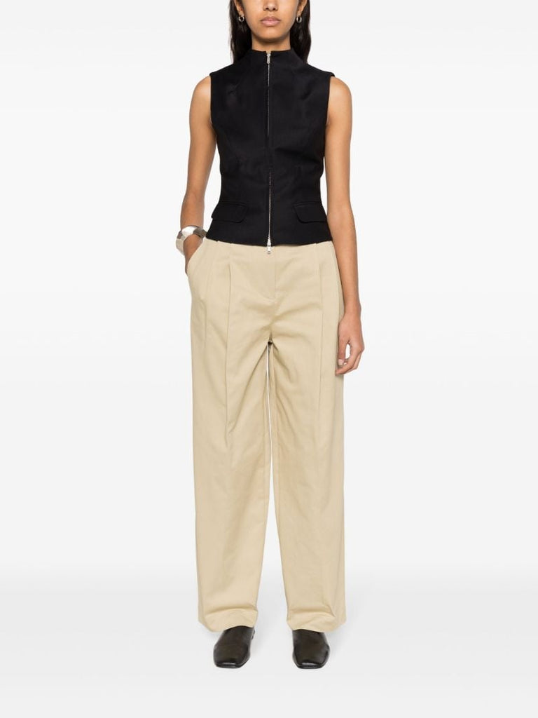 Neutral Straight-leg Cotton Trousers