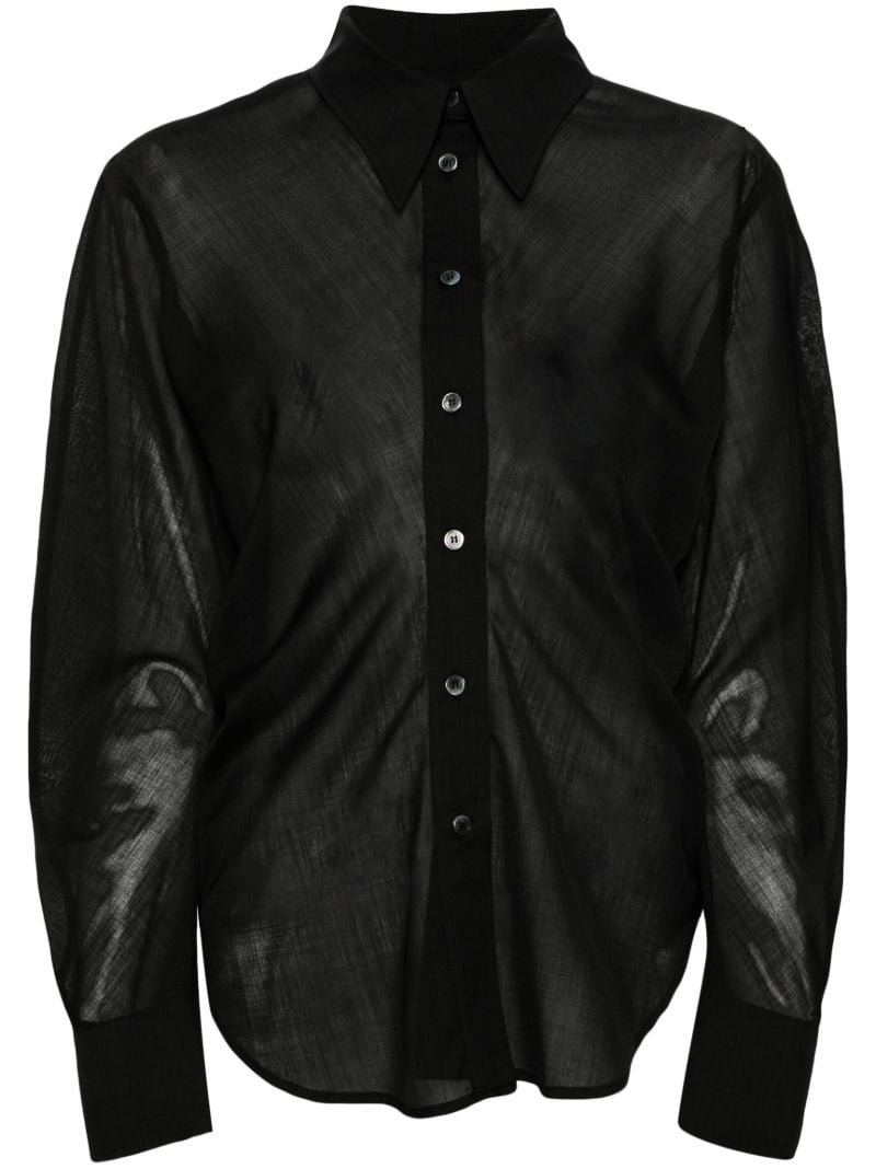 Black Semi-sheer Wool-blend Shirt