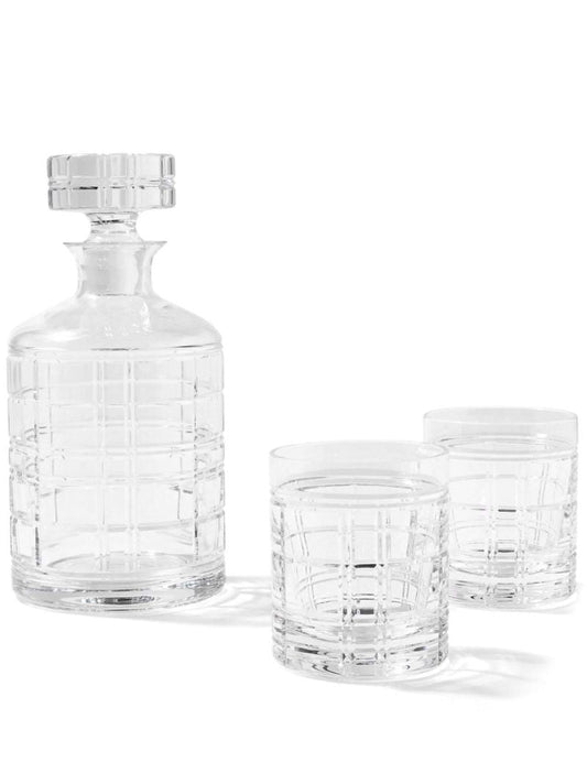Clear Hudson Plaid Crystal Decanter