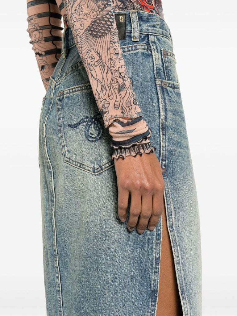 Blue Denim Maxi Skirt