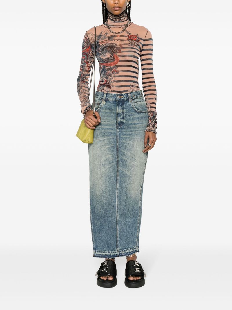 Blue Denim Maxi Skirt