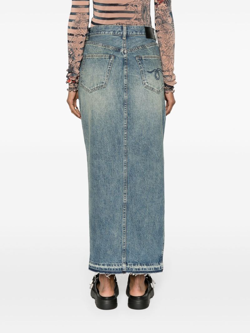 Blue Denim Maxi Skirt