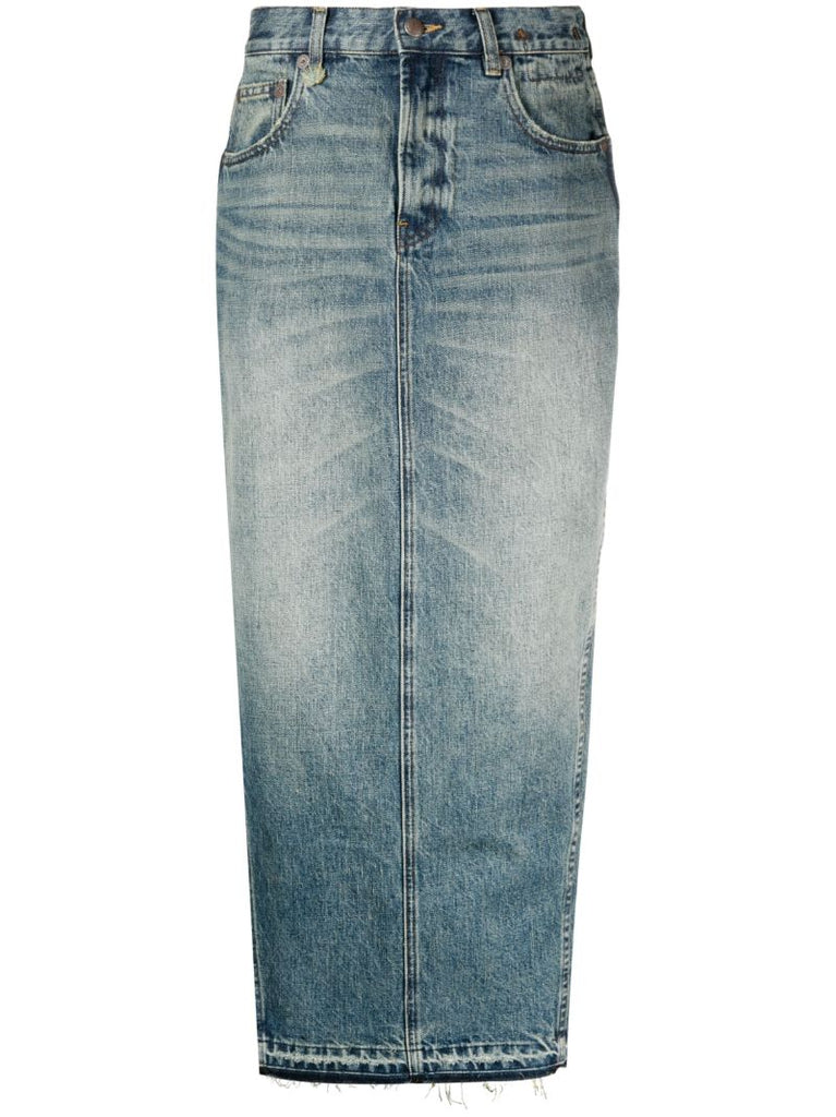 Blue Denim Maxi Skirt