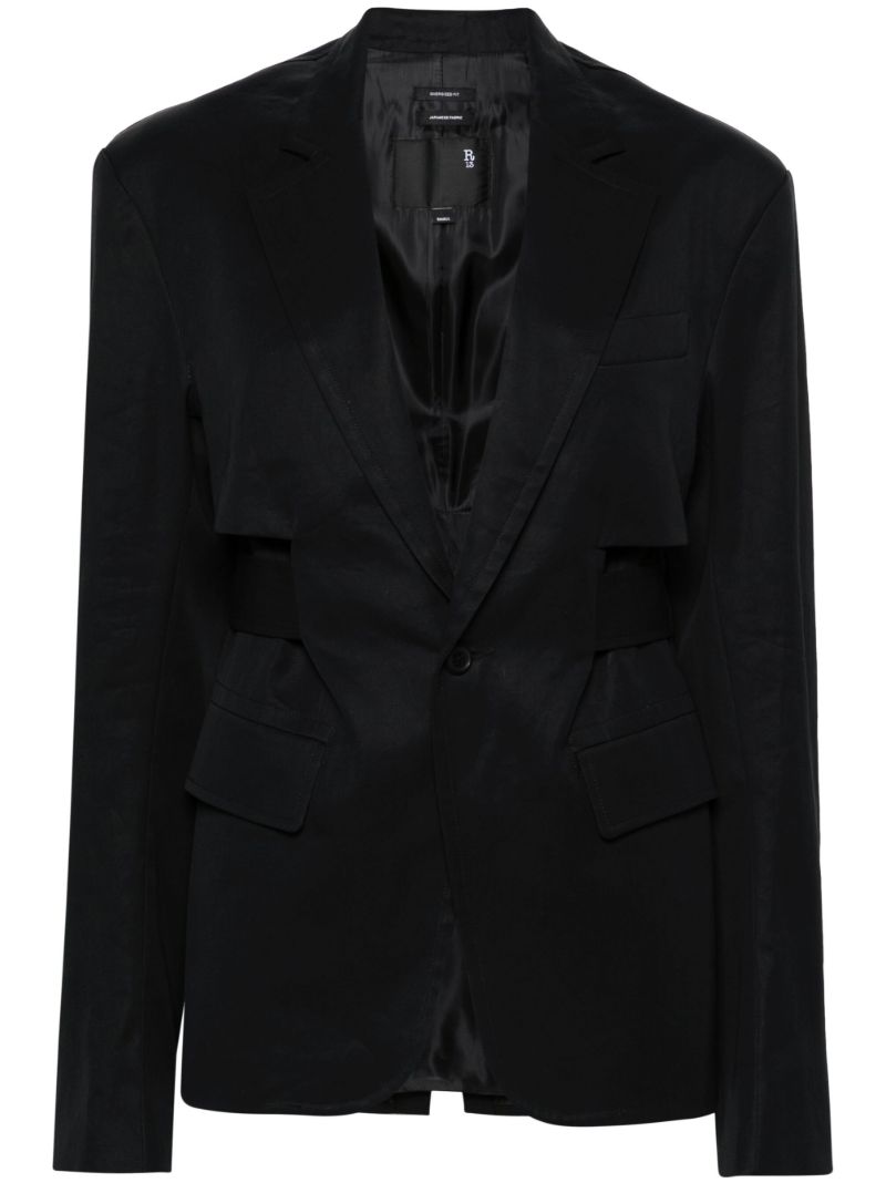 Black Trench Vent Single-breasted Cotton Blazer
