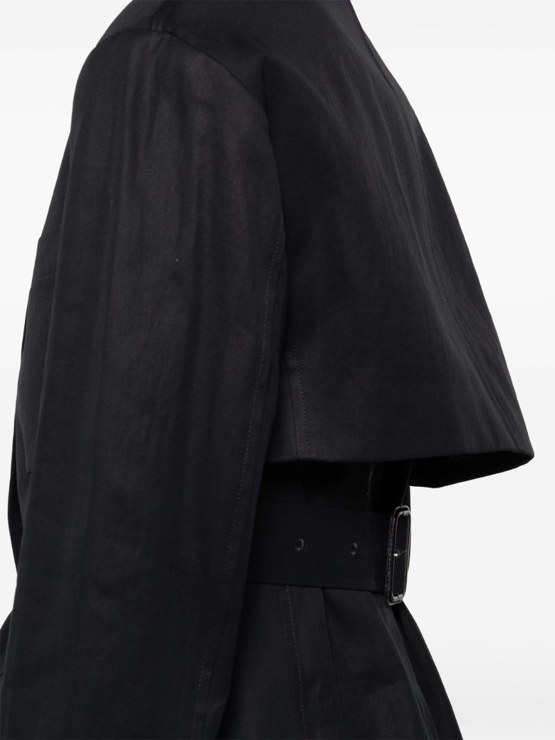 Black Trench Vent Single-breasted Cotton Blazer