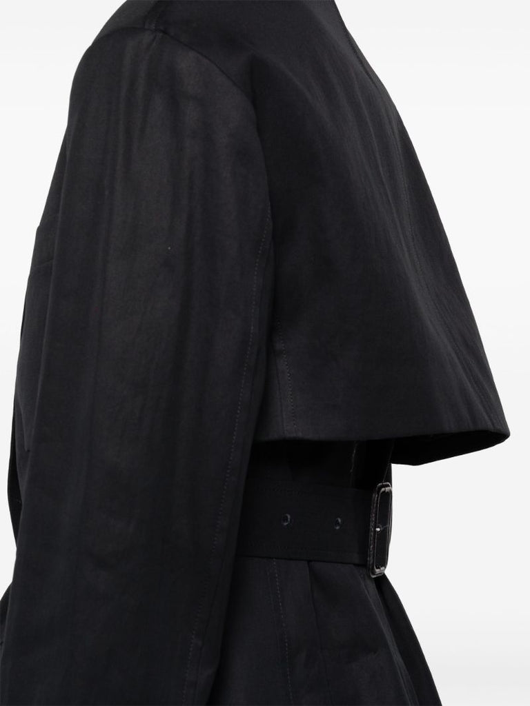 Black Trench Vent Single-breasted Cotton Blazer
