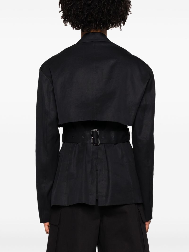 Black Trench Vent Single-breasted Cotton Blazer