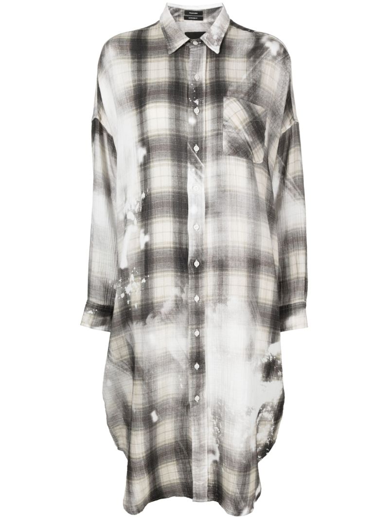 Grey Bleached-effect Cotton Shirt Dress