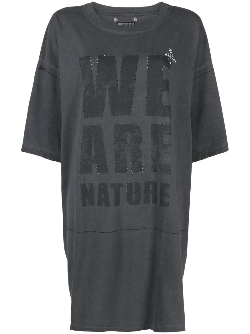 X Quannah Grey Slogan Print Cotton T-shirt
