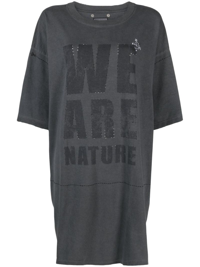 X Quannah Grey Slogan Print Cotton T-shirt
