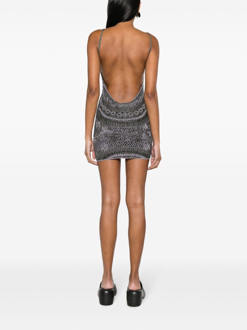 Purple Soleil-jacquard Metallic Dress
