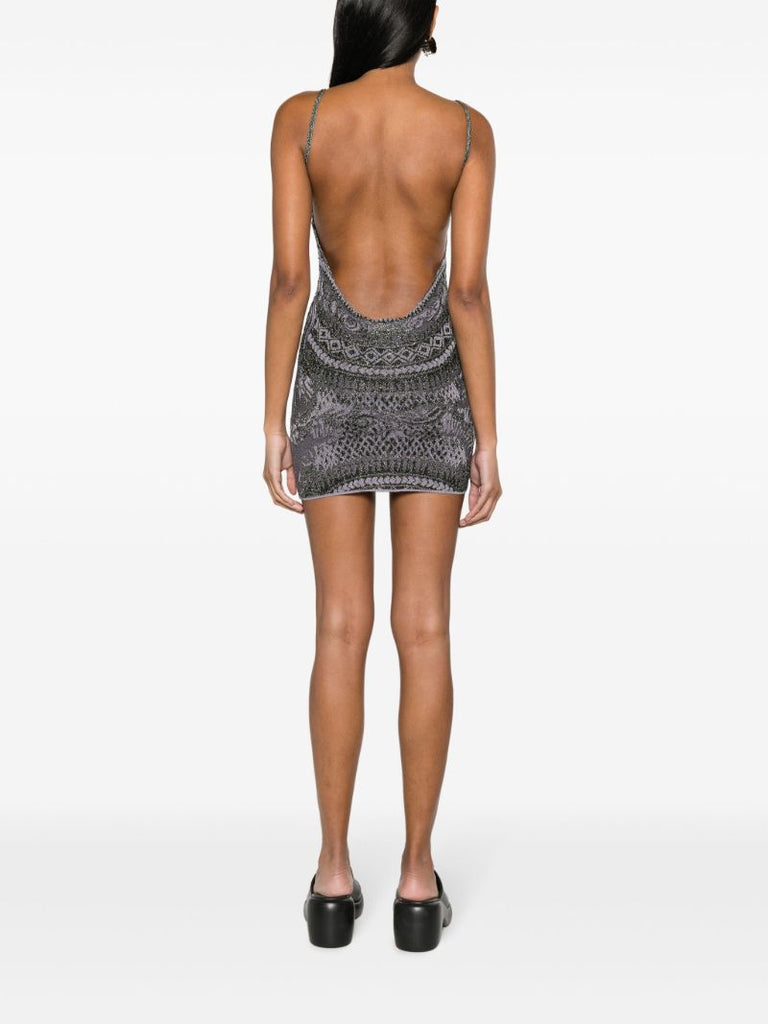 Purple Soleil-jacquard Metallic Dress