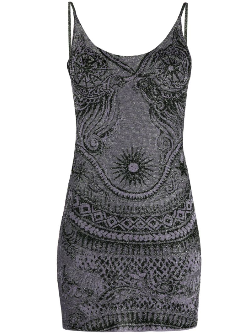 Purple Soleil-jacquard Metallic Dress