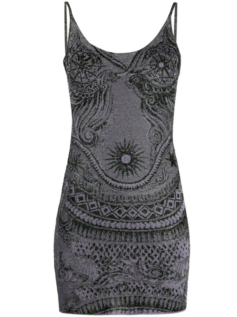 Purple Soleil-jacquard Metallic Dress