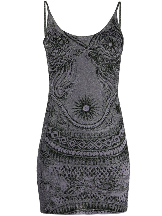 Purple Soleil-jacquard Metallic Dress