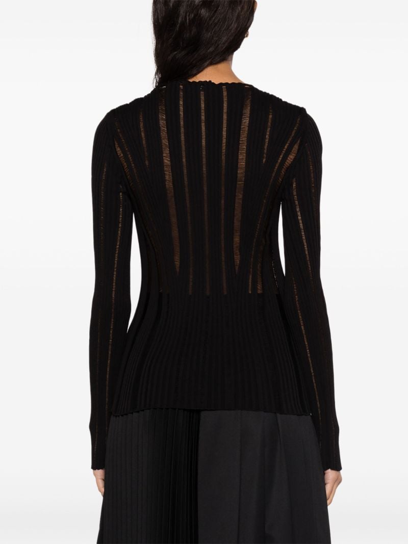 Black Distressed Ribbed Knit Top