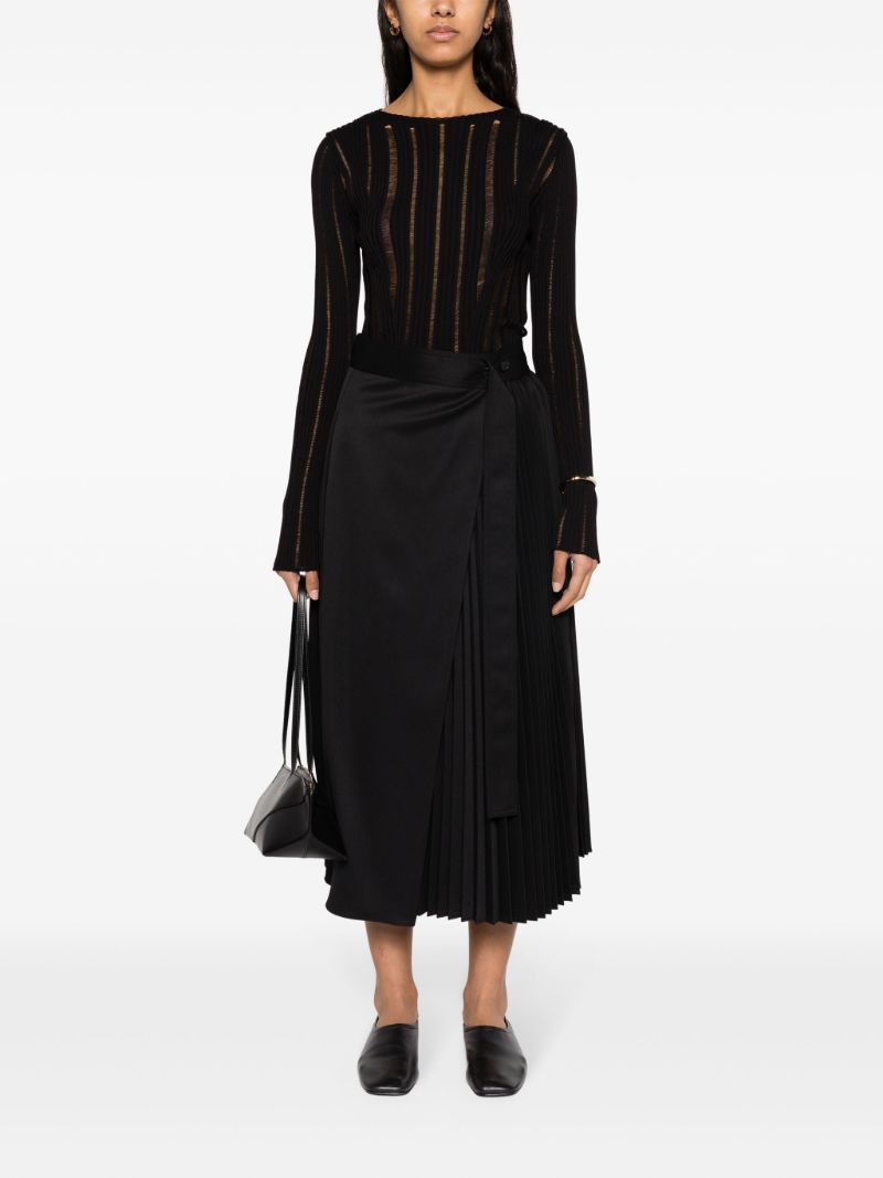 Black Distressed Ribbed Knit Top