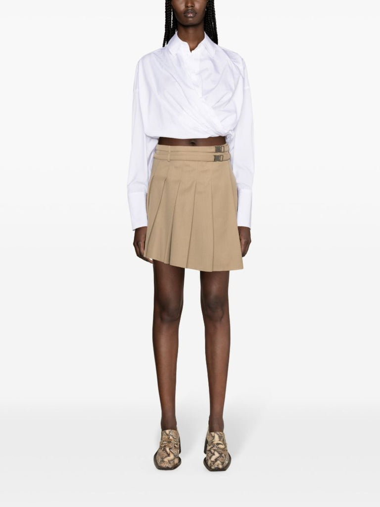 Neutral Unbalance Pleated Mini Skirt