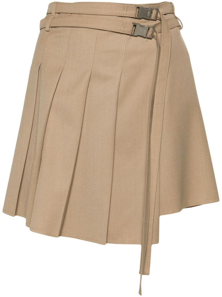 Neutral Unbalance Pleated Mini Skirt