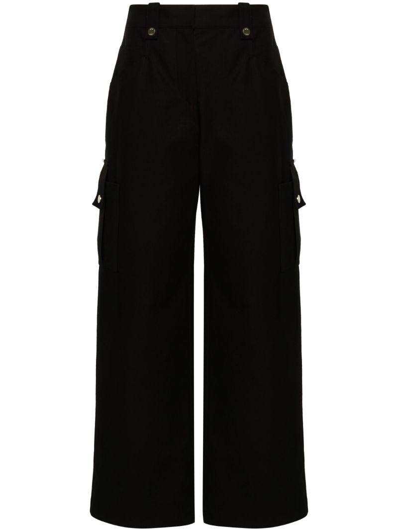 Black Wide-leg Cotton Cargo Trousers