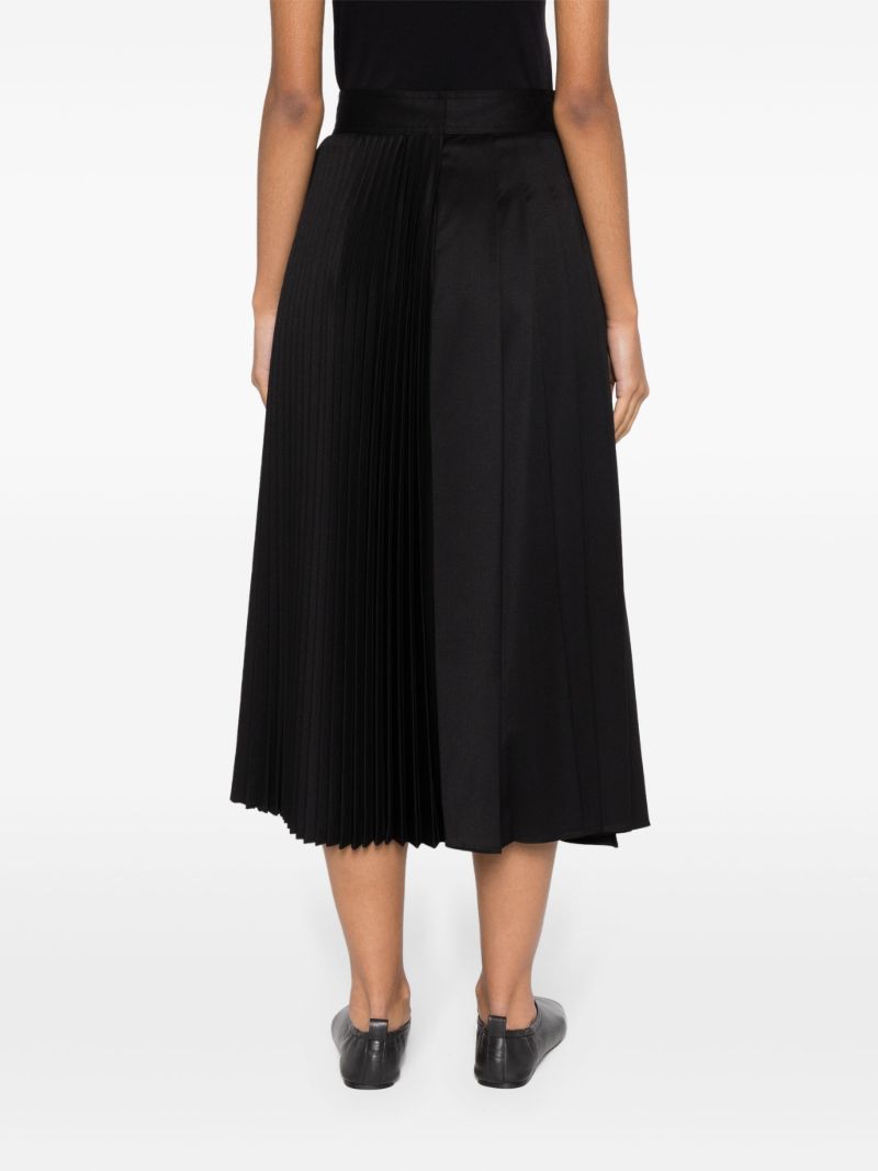 Black Pleated Wrap Midi Skirt
