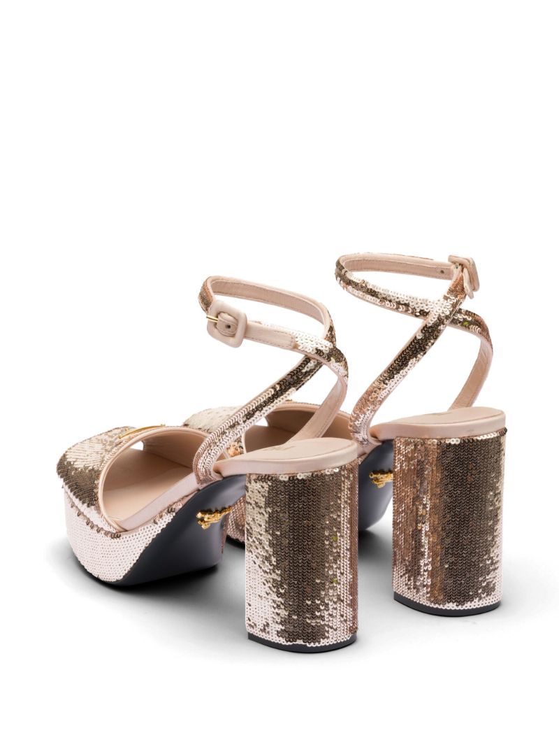 Gold-tone Sequin-embellished 95 Leather Sandals