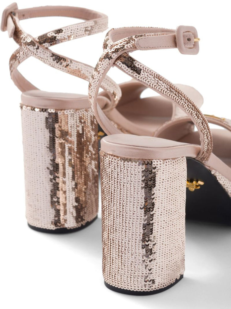 Gold-tone Sequin-embellished 95 Leather Sandals