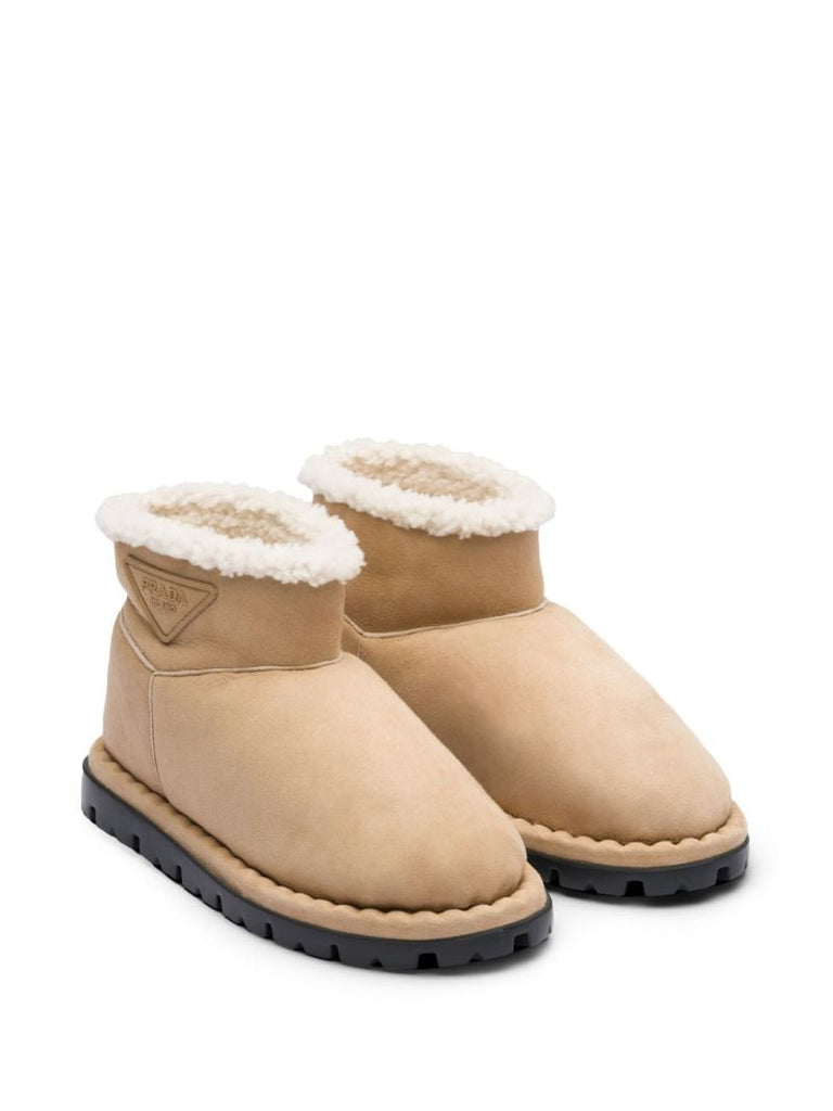 Brown Triangle-logo Suede Boots