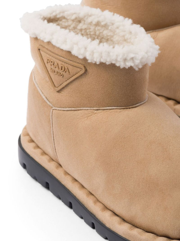 Brown Triangle-logo Suede Boots
