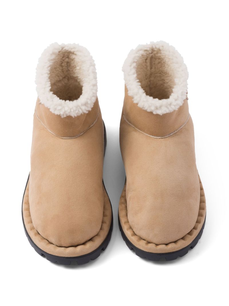 Brown Triangle-logo Suede Boots