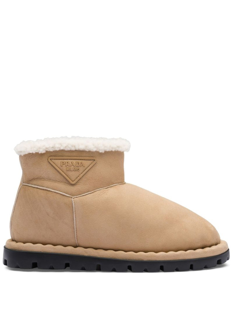 Brown Triangle-logo Suede Boots
