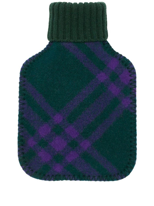 Green Check-jacquard Wool Hot Water Bottle