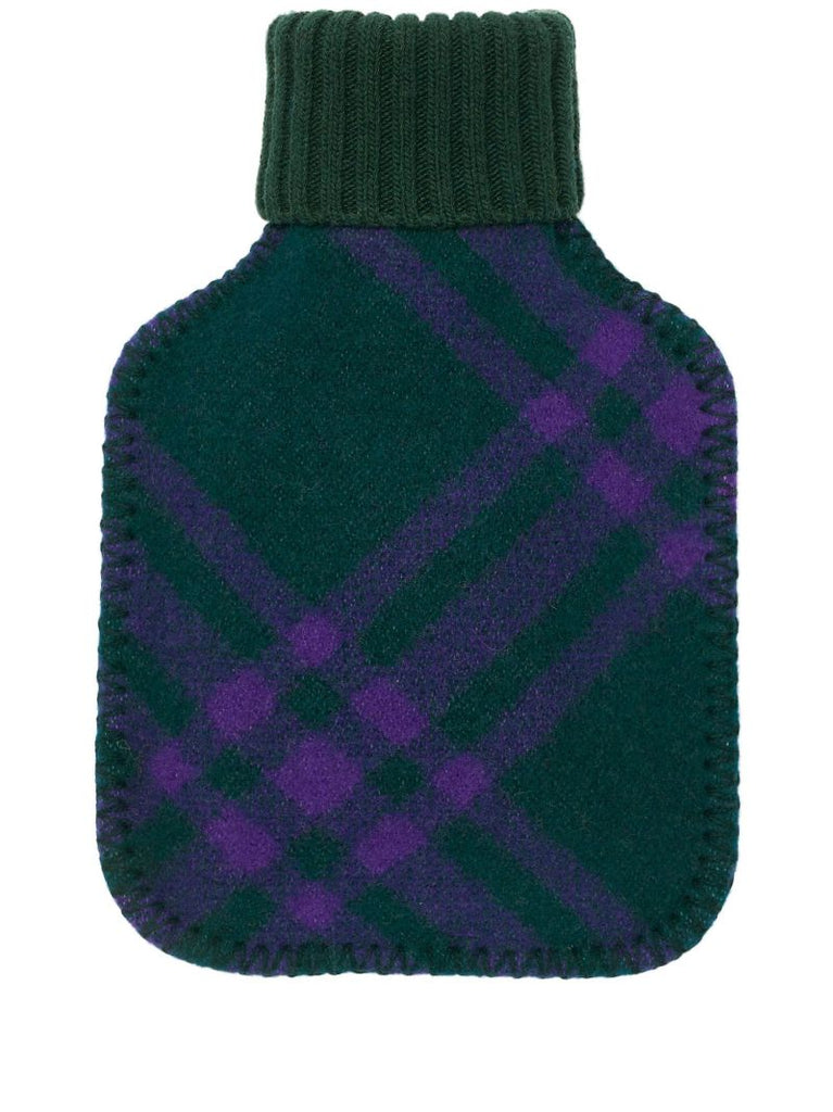 Green Check-jacquard Wool Hot Water Bottle