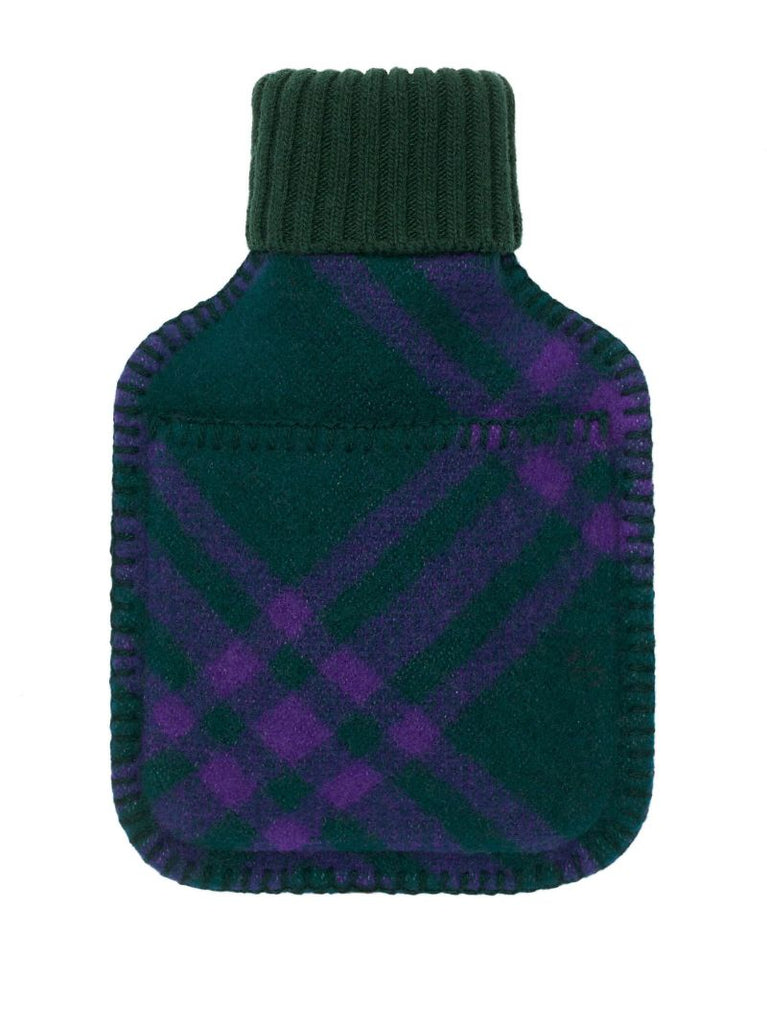 Green Check-jacquard Wool Hot Water Bottle