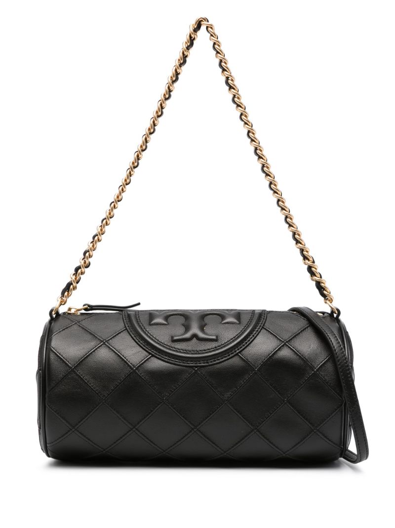 Black Fleming Barrel Quilted Leather Shoulder Bag