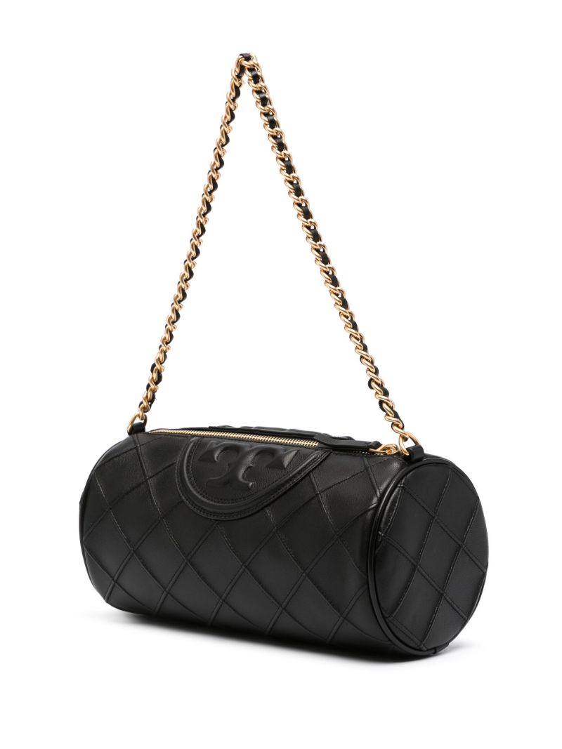 Black Fleming Barrel Quilted Leather Shoulder Bag