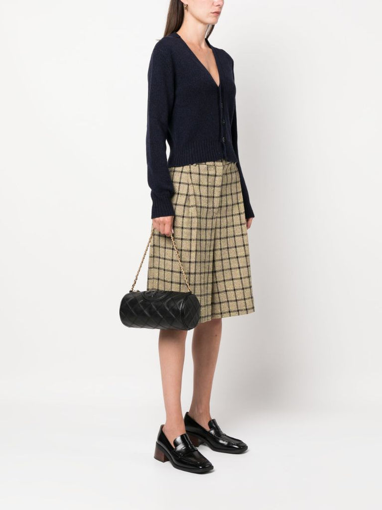 Black Fleming Barrel Quilted Leather Shoulder Bag