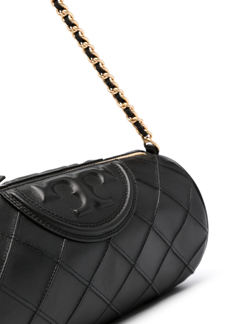 Black Fleming Barrel Quilted Leather Shoulder Bag