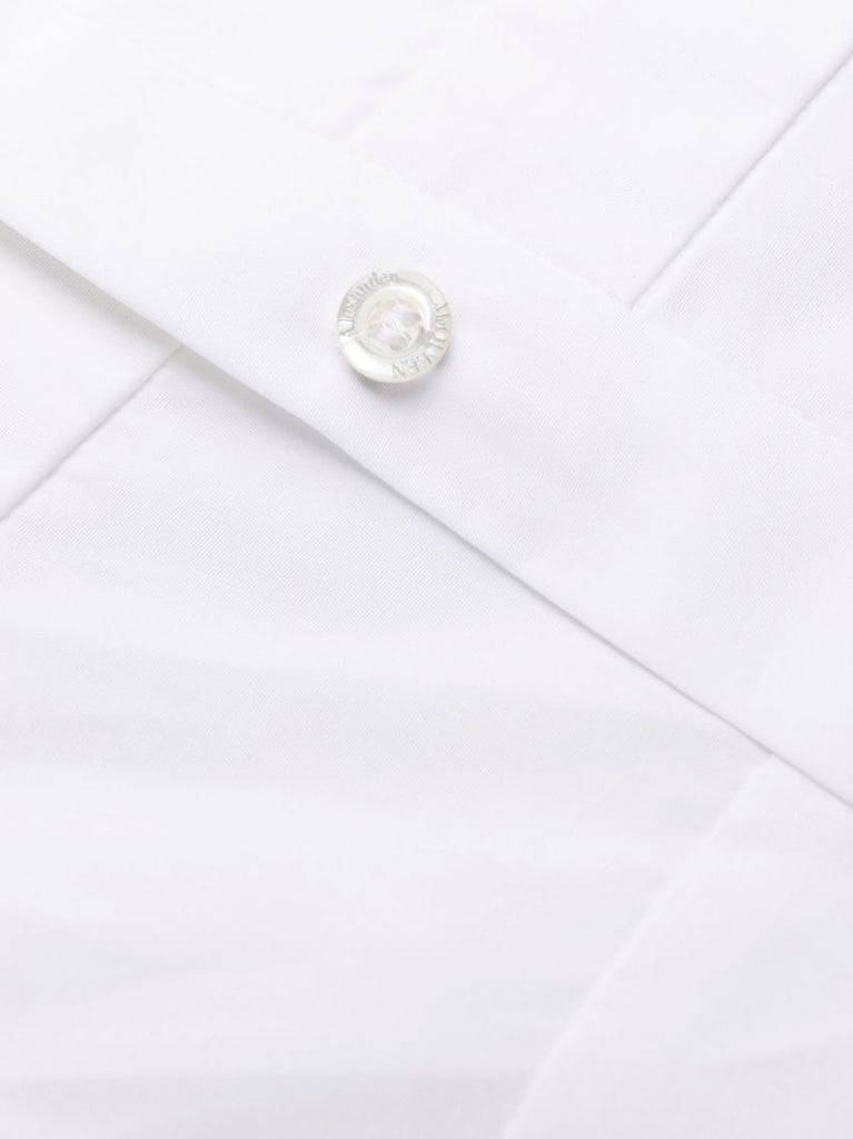 White Cold Shoulder Cotton Shirtdress